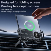 2 Coils 15W Big Screen Phone Car Phone Charging Holder for Samsung Z Fold 5 4 Xiaomi Huawei Oppo iPhone